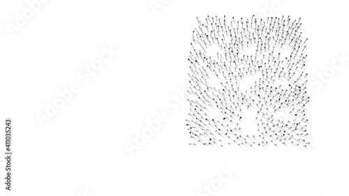 3d rendering of nails in shape of symbol of building with shadows isolated on white background