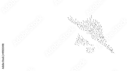 3d rendering of nails in shape of symbol of bell slash with shadows isolated on white background
