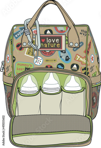 BABY care bag design vector sketch