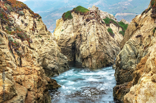 California nature - landscape, beautiful cove with rocks on the seaside in Garrapata State Park. County Monterey, California, USA