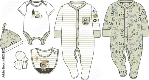 Newborn clothing design set vector