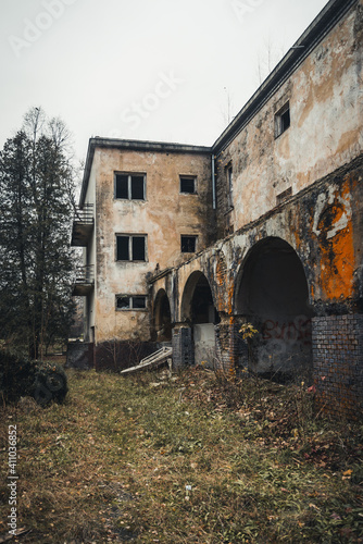 Abandoned building in Truskavets, a former Polish sanatorium for officers.