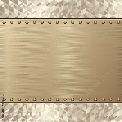 Golden Textured Metal With Rivets And Geometric Pattern