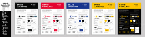 Fotografie, Obraz DIN A3 Brand Guidelines Poster Layout Set, Brand Manual Templates, Simple style