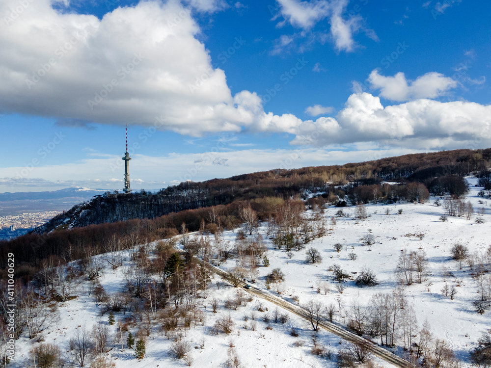 Winter view of Kopititoto tower at Vitosha Mountain, Bulgaria