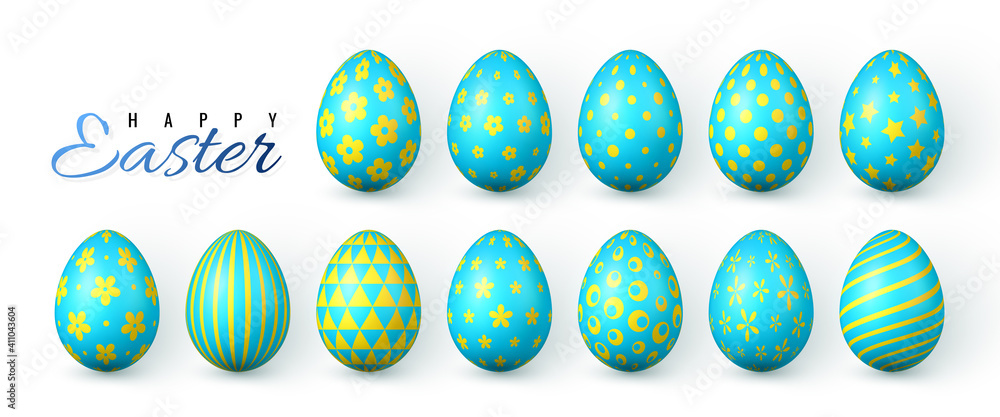 Happy Easter. Color Easter eggs on white background. Vector illustration Happy Easter. Color Easter eggs on white background. Vector illustration