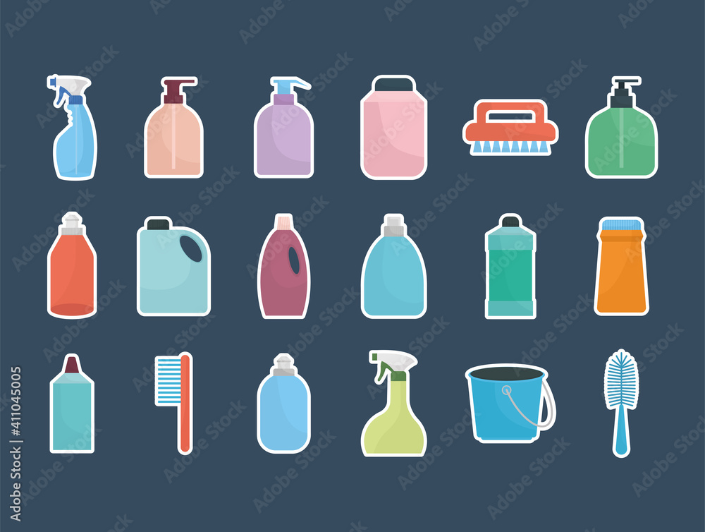 set of household icons on a dark blue background set of household icons on a dark blue background