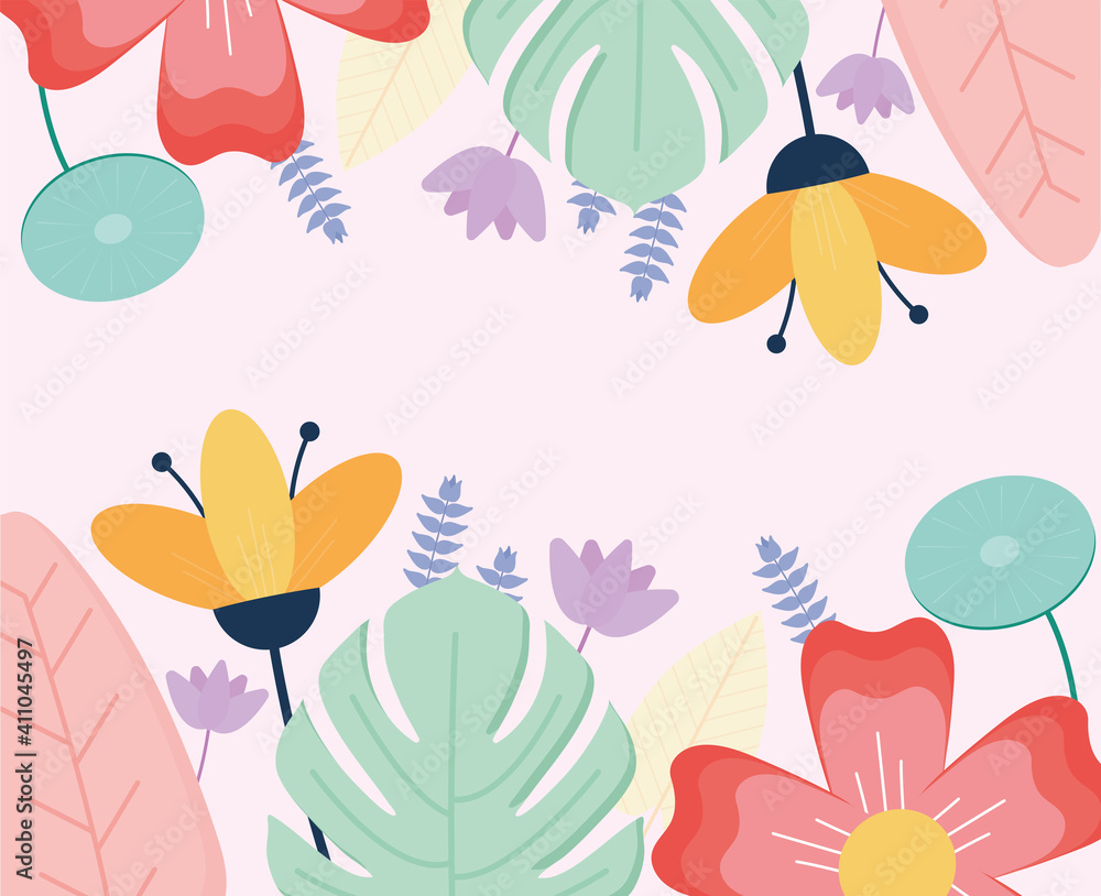 Naklejka premium set of flowers on a pink background