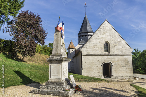 Saint Redegund Church at Giverny (Eglise sainte Radegonde, XI - XVI century). Monet family tomb in churchyard. Giverny, Normandy, France, Europe. photo