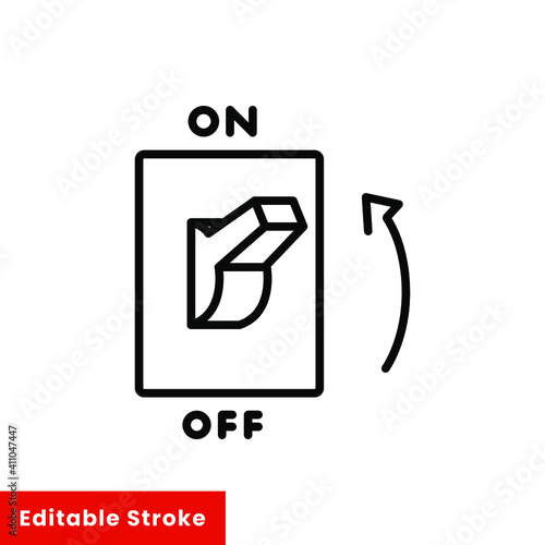 Wallpaper Mural Light on, electric switch line icon. Power turn off button outline style sign for web and app. Toggle switch off position vector illustration on white background isolated. Editable stroke EPS 10 Torontodigital.ca