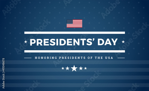 Presidents day USA patriotic blue background with the US flag and stars - Presidents' day celebration vector patriotic sign