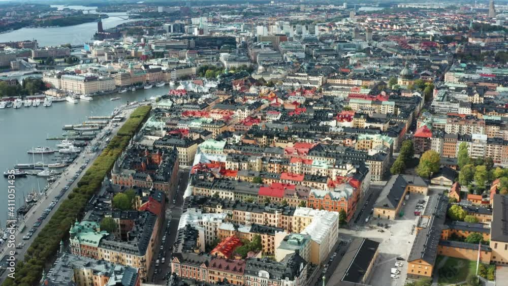Flight over beautiful Stockholm in Sweden Flight over beautiful Stockholm in Sweden