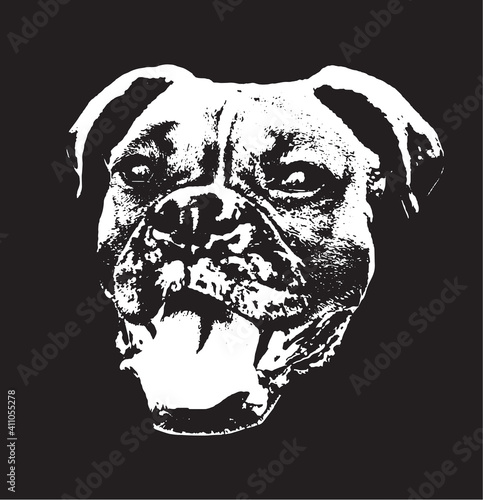 Boxer dog silhouette vector art portrait
