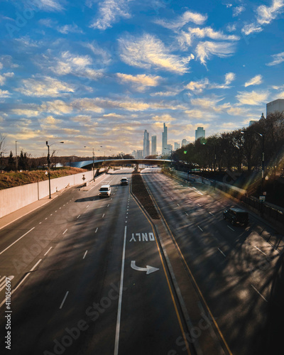 Photography Chicago overpass at sunset