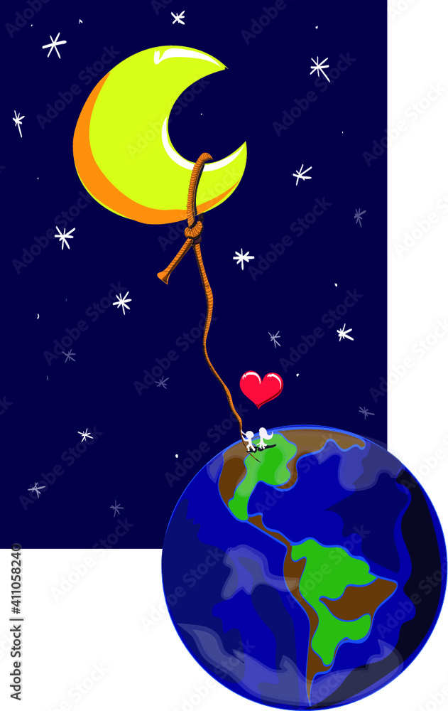 Fototapeta premium enamorados/ luna