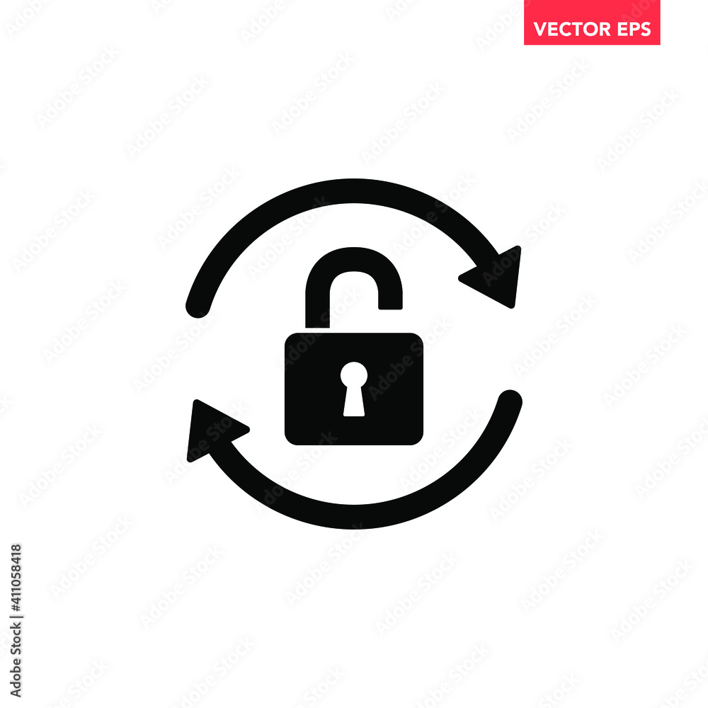 Vecteur Stock Black reset password icon, simple round key protection ...