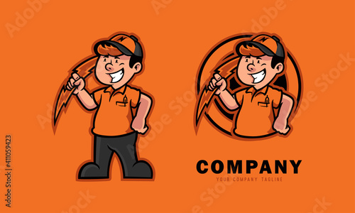 electrical mechanics holding the lightning mascot logo