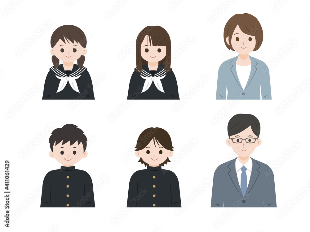 学生 中高生 先生 担任 上半身 イラスト素材 学生 中高生 先生 担任 上半身 イラスト素材