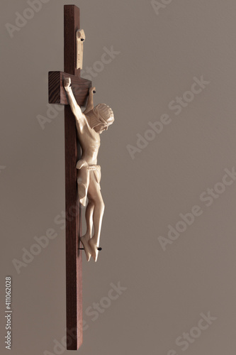 Jesus on crucifix cross from side