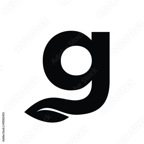 letter G leaf black vector logo illustration design isolated background