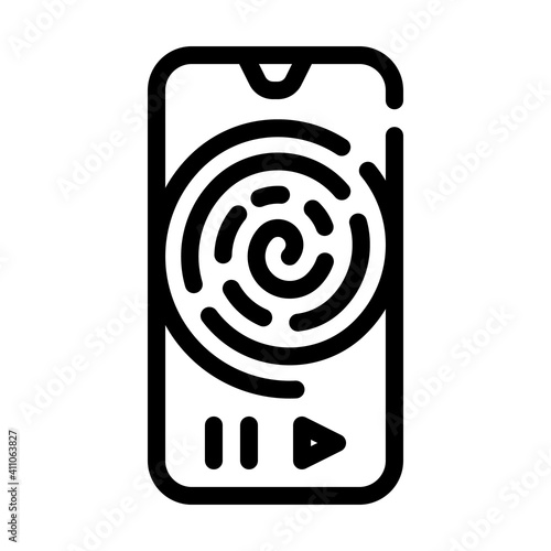 relaxation phone app line icon vector illustration