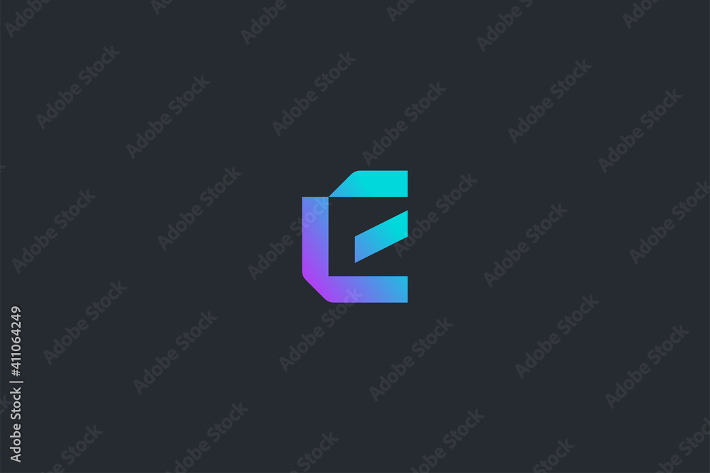 Futuristic Geometric Letter E Dark Background Logo Monogram Template Futuristic Geometric Letter E Dark Background Logo Monogram Template