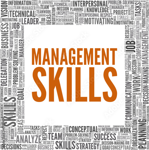 Management skills vector illustration word cloud isolated on a white background.