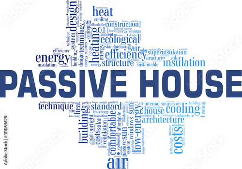 Passive house concept vector illustration word cloud isolated on a white background.