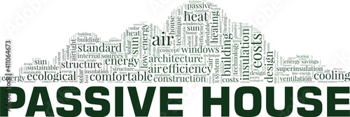Passive house concept vector illustration word cloud isolated on a white background.