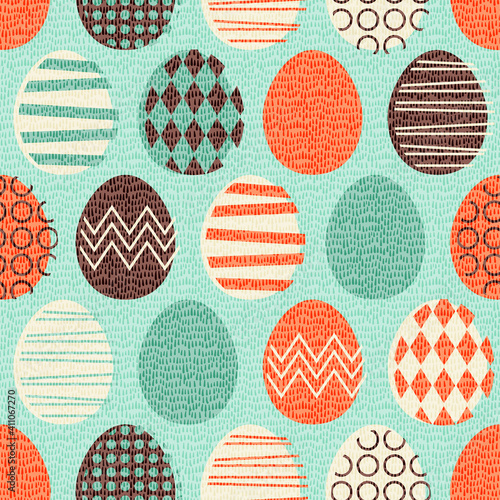Mid century style colorful vector seamless easter egg pattern