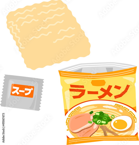開封した袋入りインスタントラーメン