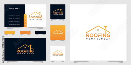 Home roofing logo and business card template
