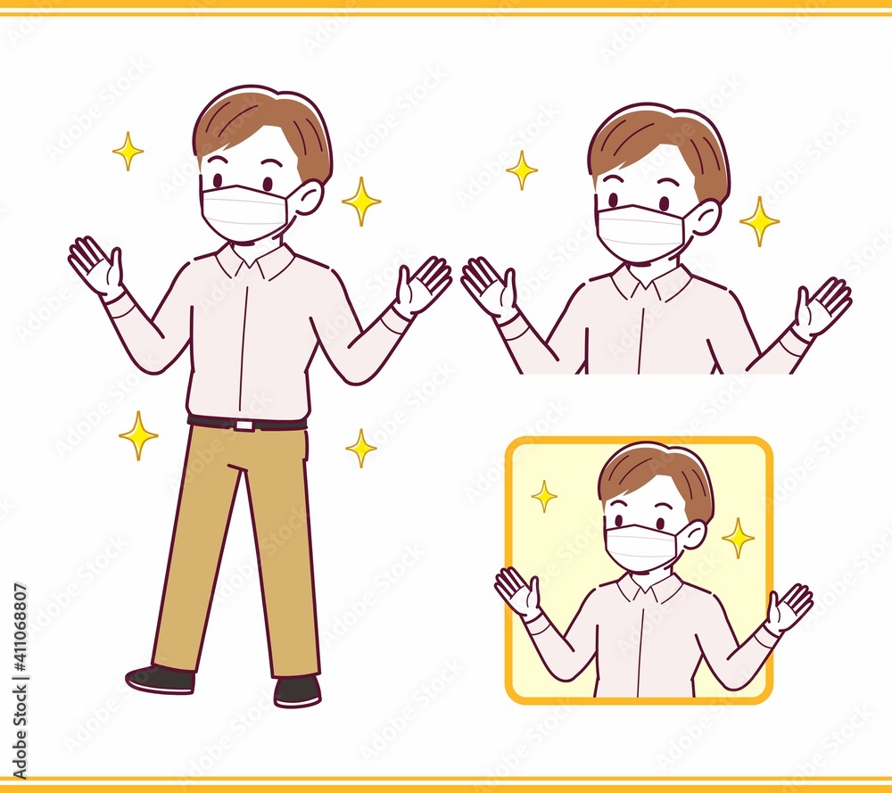 Young man in pink clothes