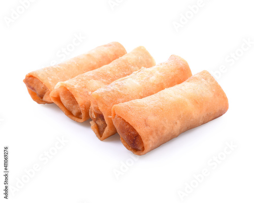 Spring rolls, Chinese cuisine, isolated on white background.