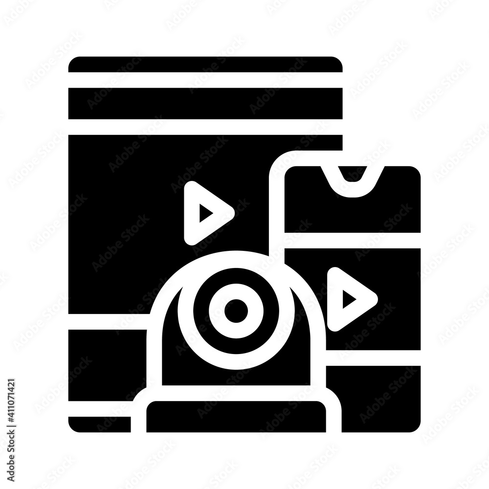watching video from gadget glyph icon vector illustration watching video from gadget glyph icon vector illustration