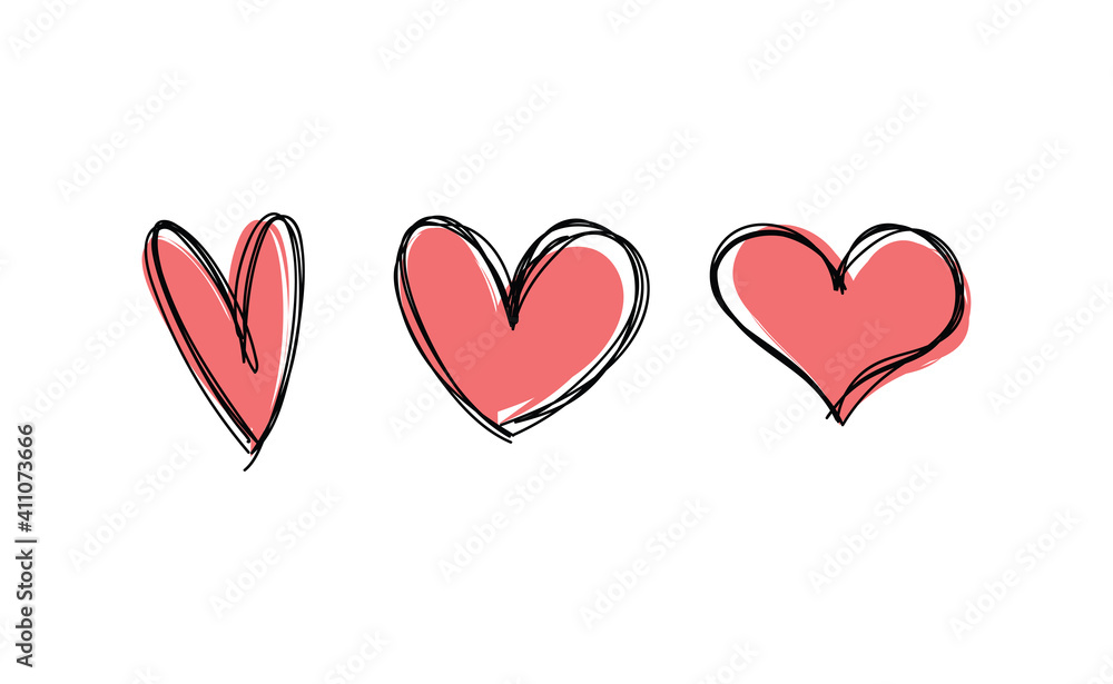 Hearts doodle collection. Hand drawn valentine's day heart icons. Love design elements. Hearts doodle collection. Hand drawn valentine's day heart icons. Love design elements.