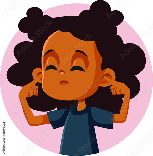 African Girl Covering Up Her Ears Ignoring Everything Else