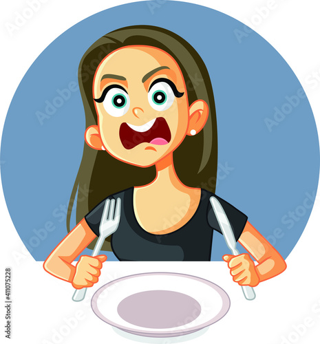 Hungry Woman Feeling Angry and Impatient 