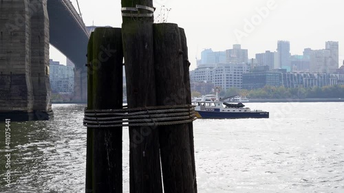 NYPD Boat one East River in New York City, Police operation in America