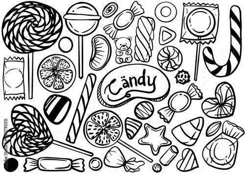 doodle candy hand drawn isolated