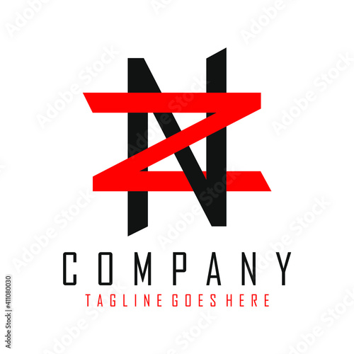black and red ZN letter logo
