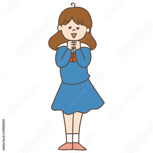 女子高生　かわいいイラスト