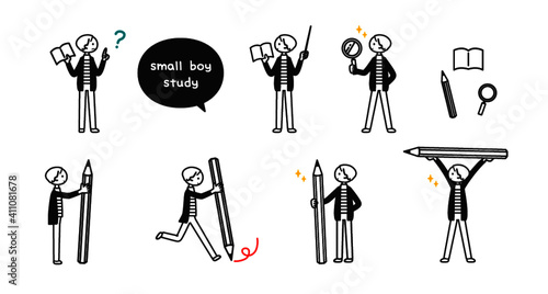 ちまっとした人物　男の子と勉強
