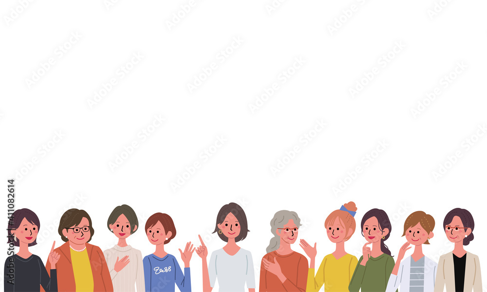 沢山の女性のイラスト 大勢の女性 シニア 人物 Stock Vector Adobe Stock