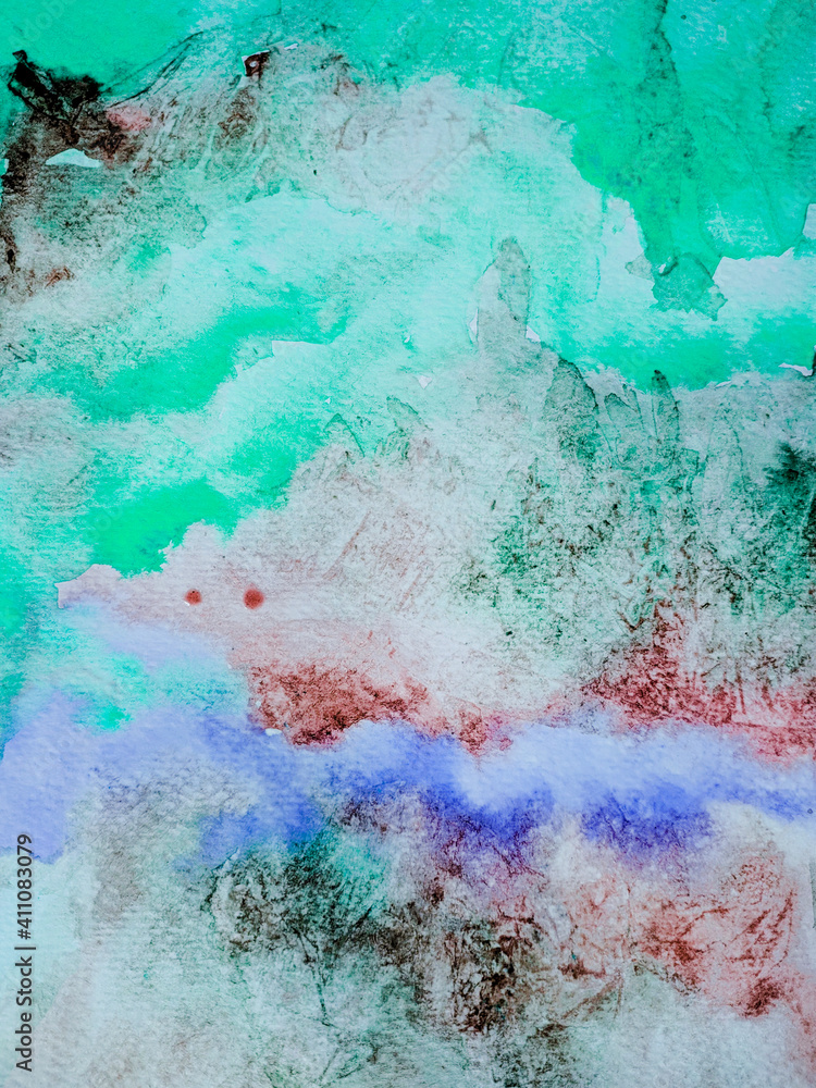 abstract dark green and blue watercolor ink marble texture and painting brush art acrylic strokes pattern.