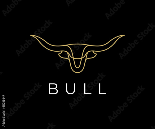 Taurus  cow bull head Logo, Luxury Elegant with simple line art, monoline, outline style