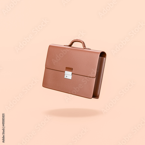 Businessman Briefcase on Orange Background