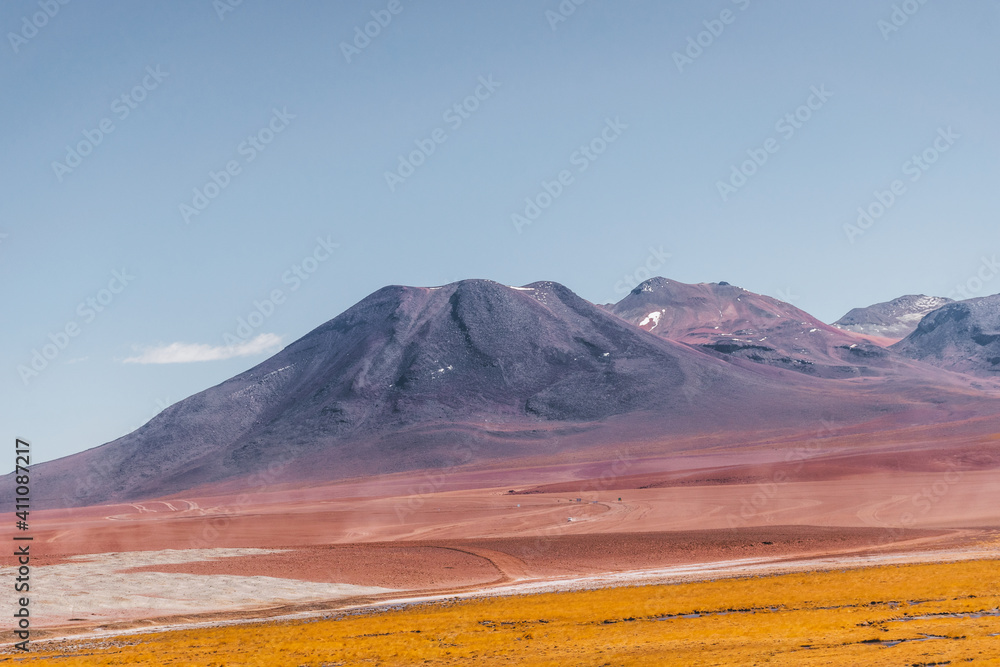 Volcanic mountain landscape with clear sky