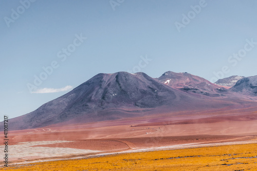 Volcanic mountain landscape with clear sky