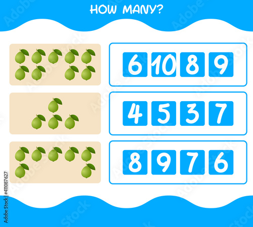 How many cartoon guava. Counting game. Educational game for pre shool years kids and toddlers